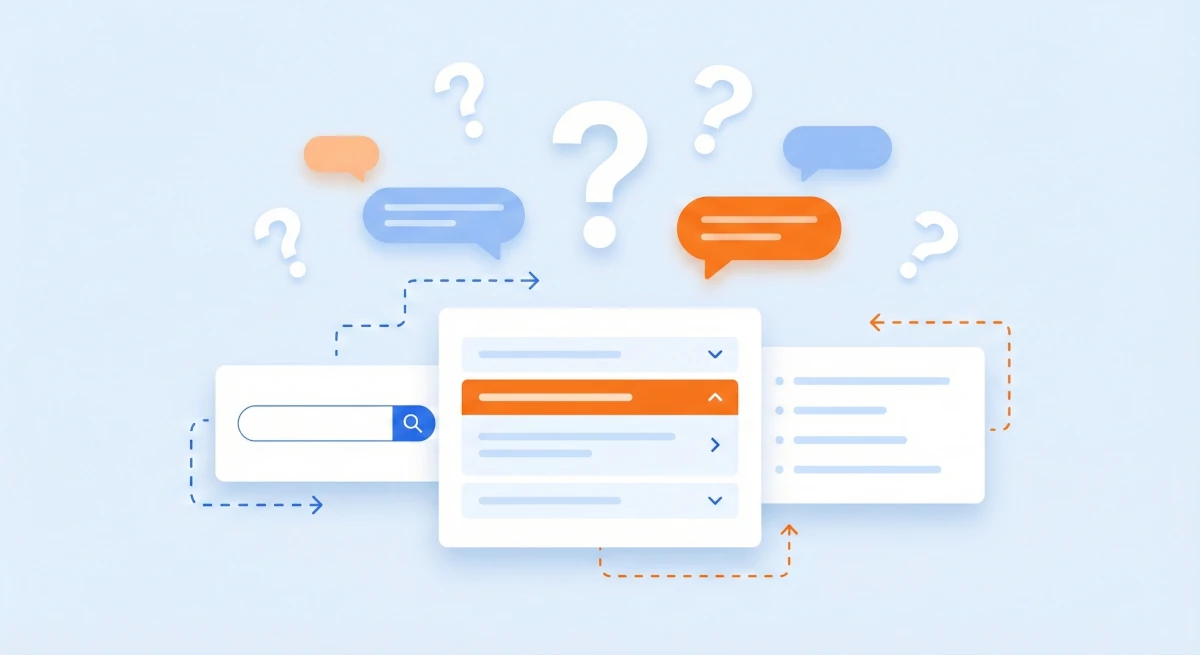 Dymki czatu i ikony pytań — panel pomocy i baza wiedzy