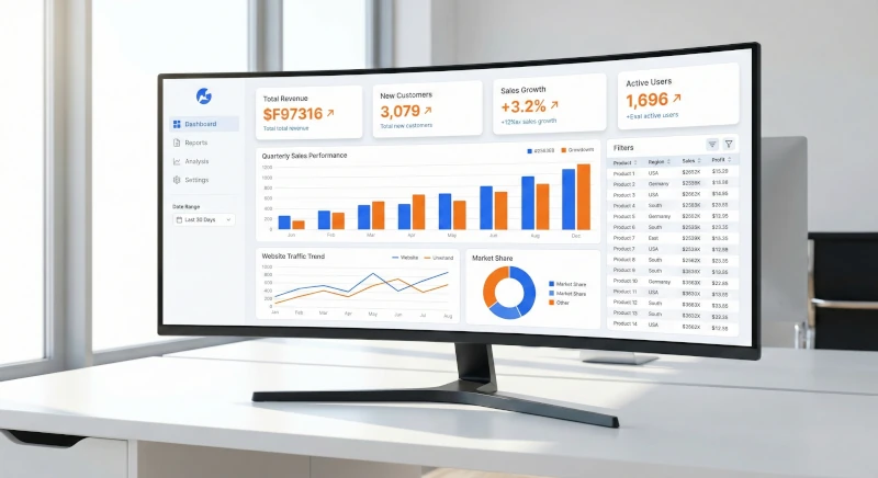 Dashboard BI z raportami w czasie rzeczywistym