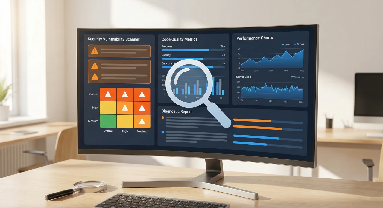 Raport diagnostyczny z analizą kodu — skaner bezpieczeństwa i metryki jakości
