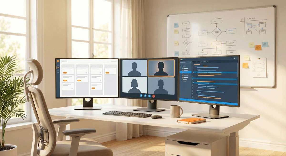 Zdalna współpraca programistów — wideokonferencja i tablica kanban
